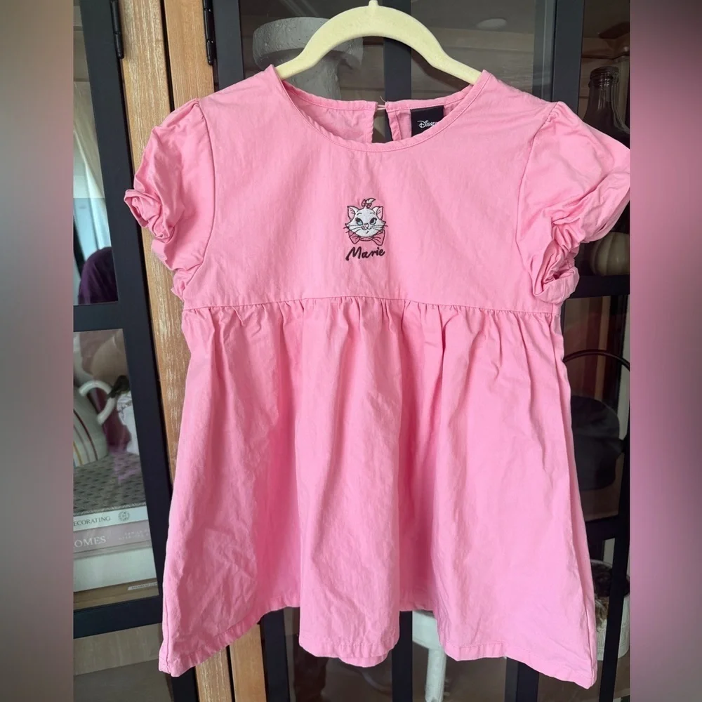 Disneyland Tokyo Marie embroidered dress girls aristocats short sleeve bubblegum